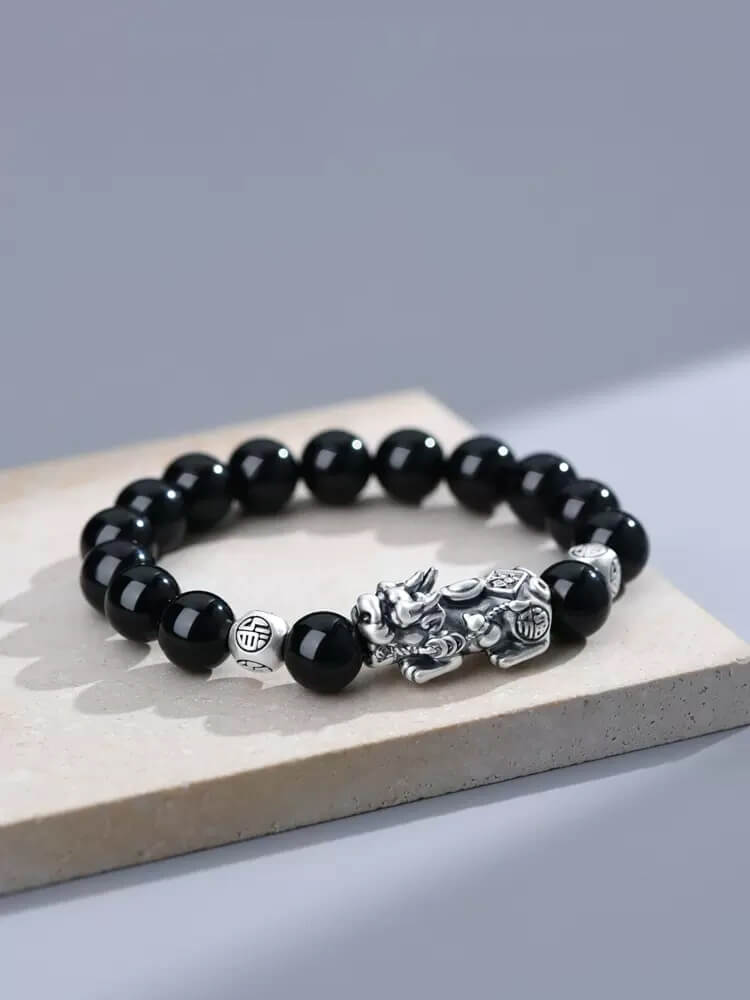 Black Obsidian Pixiu Feng Shui Bracelet